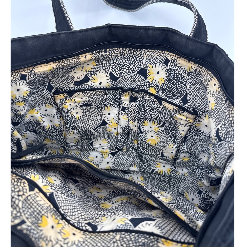 Vera Bradley Black Quilted Microfiber Tote Bag Women Large(Light wear on front) - Picture 9 of 11